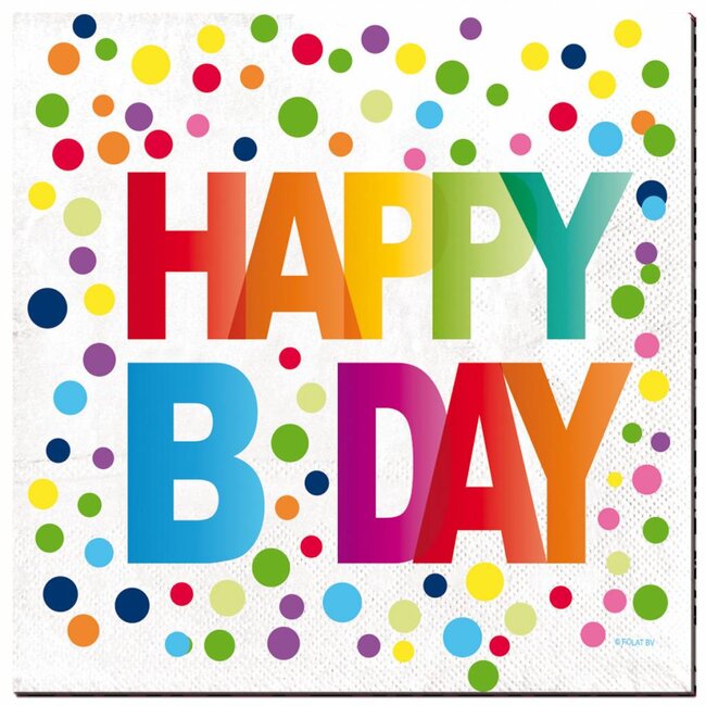 Happy Birthday Dots Servetten 33x33cm - 20 stuks