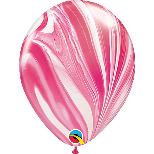 Heliumballon Red & White Marmer (28cm) 