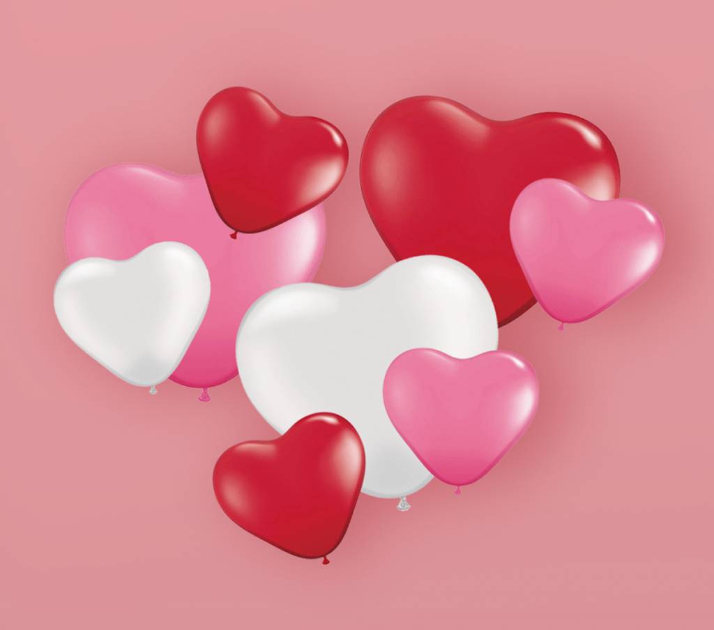 Romantische Valentijn Hartjes Folieballonnen Set - XL Rood 70cm + 4 Kleinere Met Lint - Perfecte Liefdesversiering