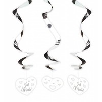 Just Married hartjes swirl decoratie - 3 stuks