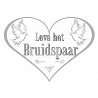 Love Doves deurbord Leve het bruidspaar - 50x38cm