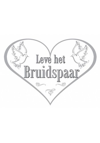 Love Doves deurbord Leve het bruidspaar - 50x38cm 