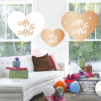 Folat Rose Gold Decoratie Hartjes Mr & Mrs