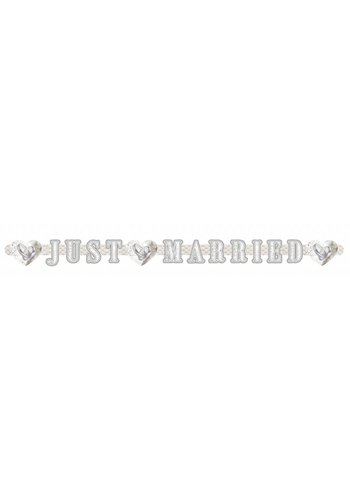 Wedding rings Letterbanner Just Married 