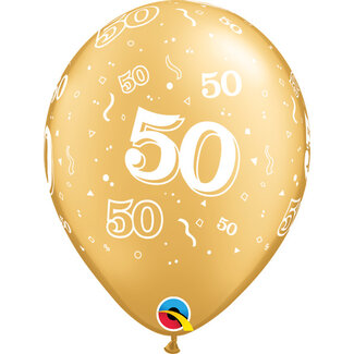 Qualatex Helium Ballon 50 jaar - Goud (28cm)