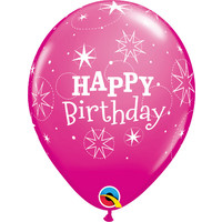 Heliumballon Happy Birthday Sparkle - Wild Berry (28cm)