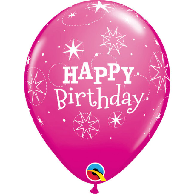 Heliumballon Happy Birthday Sparkle - Wild Berry (28cm)