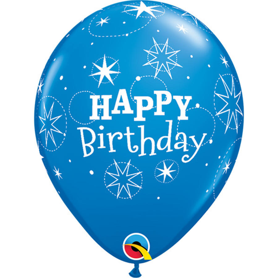 Heliumballon Happy Birthday Sparkle - Blauw (28cm)-1