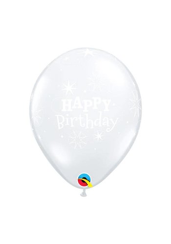 Helium Ballon Happy Birthday Sparkle - Transparant (28cm) 