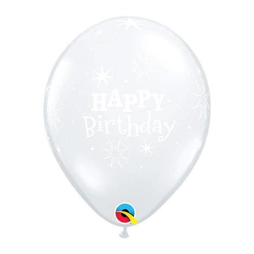 Helium Ballon Happy Birthday Sparkle - Transparant (28cm) 