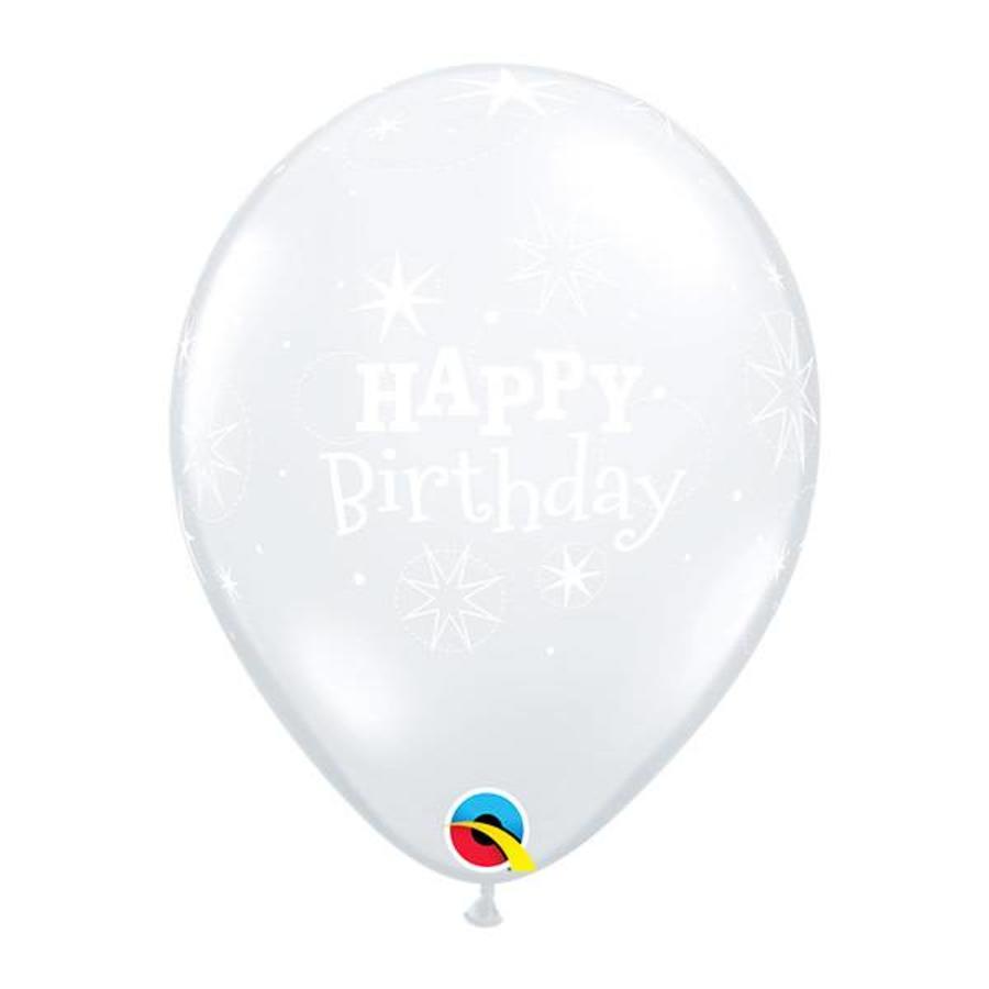 Helium Ballon Happy Birthday Sparkle - Transparant (28cm)-1