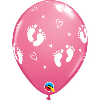 Qualatex Helium Ballon Voetjes - Roze (28cm)