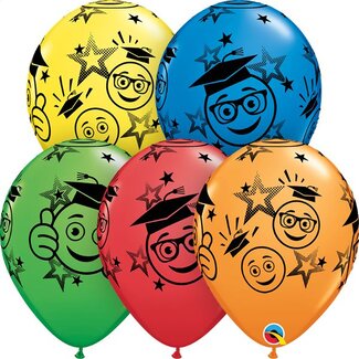 Qualatex Helium Ballon Graduation Smileys - 5 kleuren (28cm)
