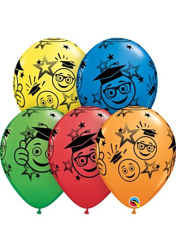 Helium Ballon Graduation Smileys - 5 kleuren (28cm) 