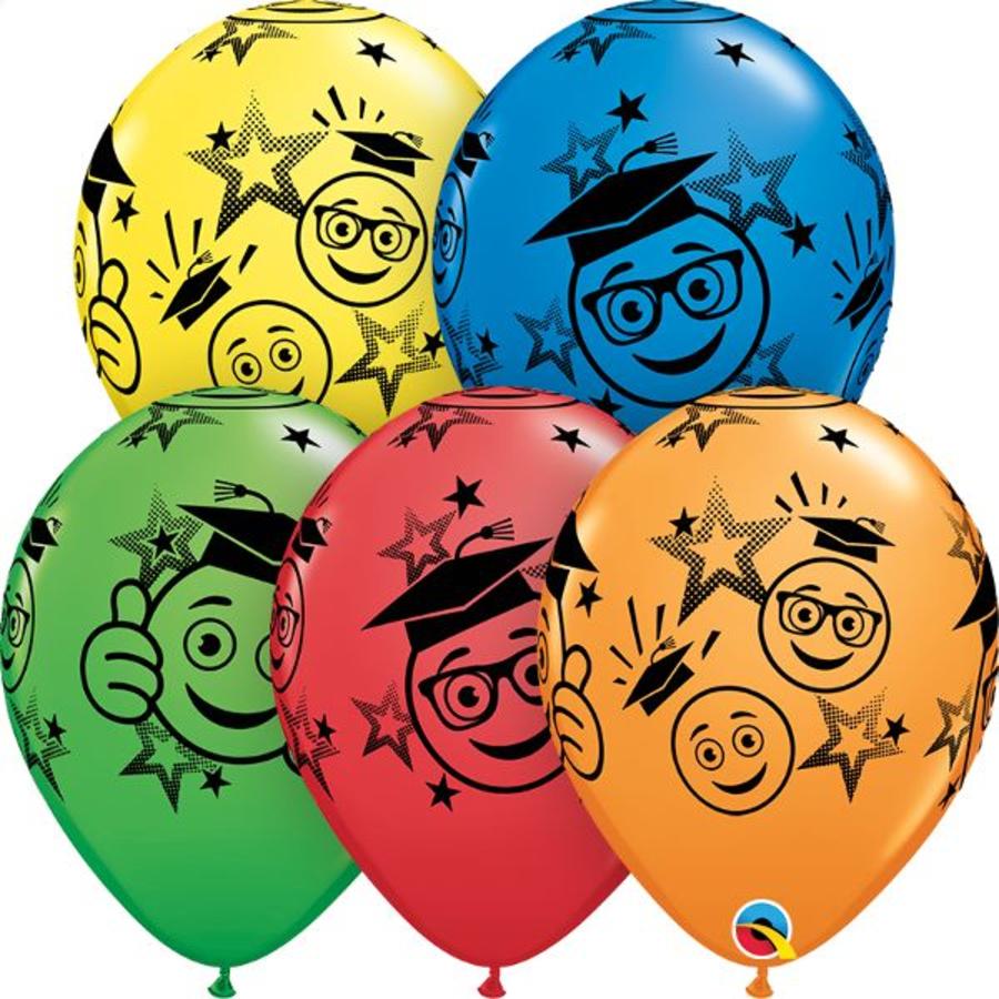 Helium Ballon Graduation Smileys - 5 kleuren (28cm)-1