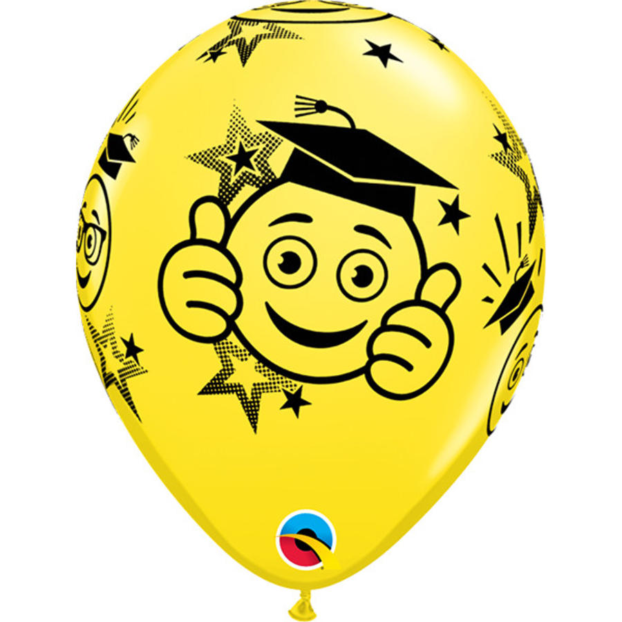 Helium Ballon Graduation Smileys - 5 kleuren (28cm)-6