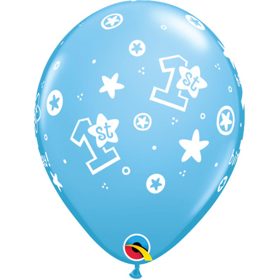 Helium Ballon 1st Birthday - Licht Blauw (28cm)-2