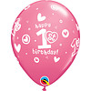 Helium Ballon 1st Birthday - Licht Roze (28cm)