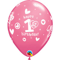 thumb-Helium Ballon 1st Birthday - Licht Roze (28cm)-1