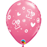 thumb-Helium Ballon 1st Birthday - Licht Roze (28cm)-2