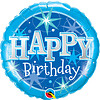 Qualatex Folieballon Happy Birthday Sparkle Blauw