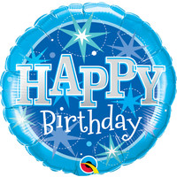 Folieballon Happy Birthday Sparkle Blauw