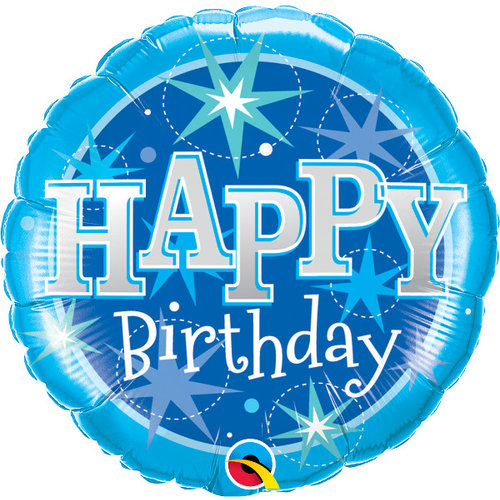 Folieballon Happy Birthday Sparkle Blauw 