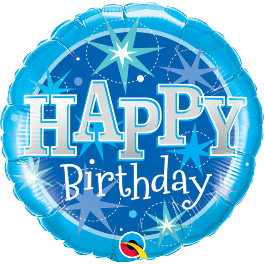 Folieballon Happy Birthday Sparkle Blauw-1