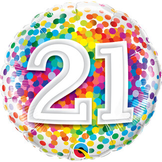 Qualatex Folieballon 21 Rainbow Confetti