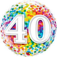 Folieballon 40 Rainbow Confetti