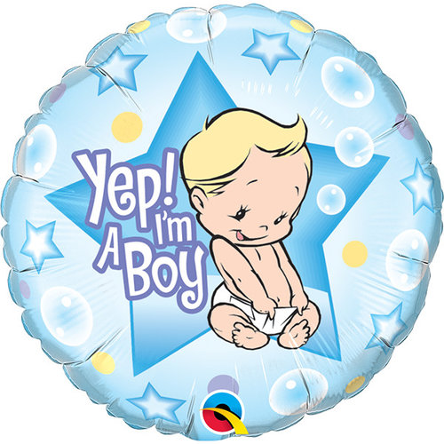 Folieballon Yep I'm a Boy - 45cm 