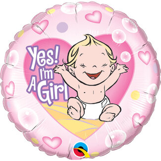Qualatex Folieballon Yes I'm a Girl - 45cm