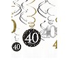 Amscan Swirl Decoration Happy Birthday 40 Silver & Black