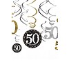 Amscan Swirl Decoration Happy Birthday 50 Silver & Black