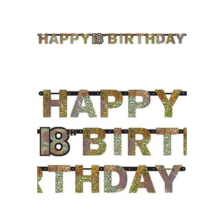 Amscan Letterbanner Happy 18th Birthday Silver & Black - 213 x 16.2 cm
