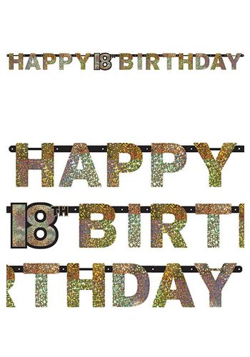 Letterbanner Happy 18th Birthday Silver & Black - 213 x 16.2 cm 