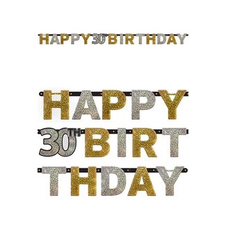 Amscan Letterbanner Happy 30th Birthday Silver & Black - 213 x 16.2 cm