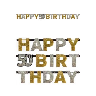 Amscan Letterbanner Happy 50th Birthday Silver & Black - 213 x 16.2 cm