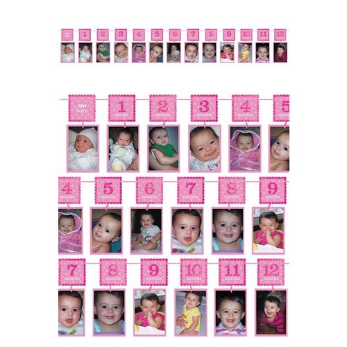 12 maanden slinger - Roze 