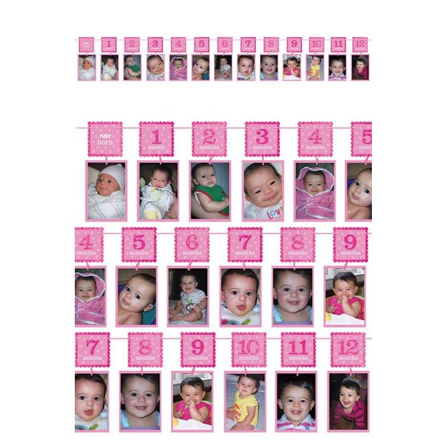 12 maanden slinger - Roze