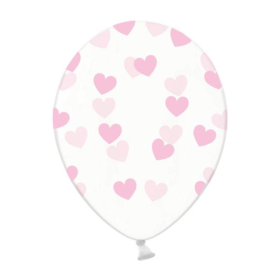 Ballonnen Doorzichtig met roze hartjes-1