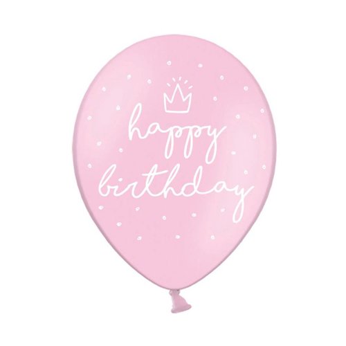 Ballonnen Happy Birthday Roze - 30cm - 6st 