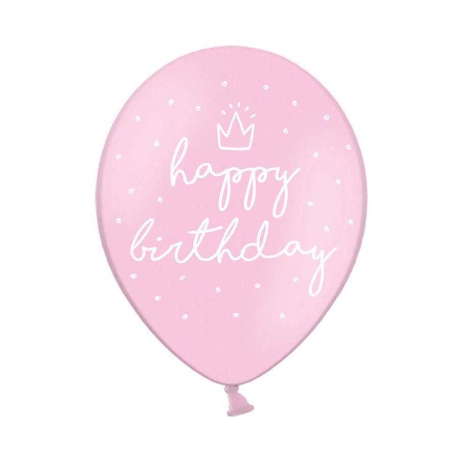 Ballonnen Happy Birthday Roze - 30cm - 6st-1