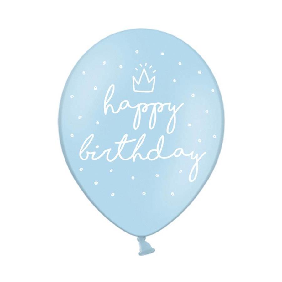 Ballonnen Happy Birthday Blauw - 30cm - 6st-1