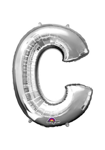 Folieballon Letter C Zilver - 63x81cm 