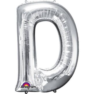 Anagram Folieballon Letter D Zilver - 60x83cm