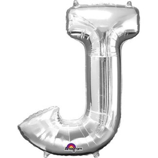 Anagram Folieballon Letter J Zilver - 58x81cm