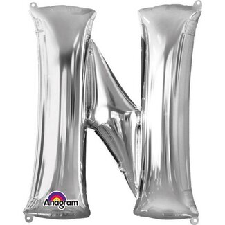 Anagram Folieballon Letter N Zilver - 60x81cm