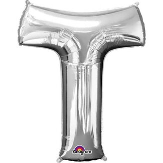 Anagram Folieballon Letter T Zilver - 66x81cm