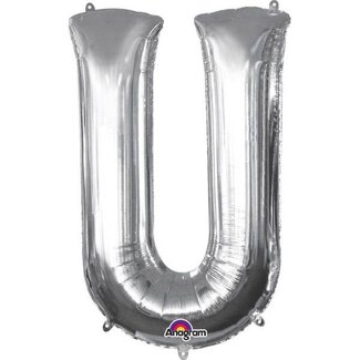 Anagram Folieballon Letter U Zilver - 58x83cm